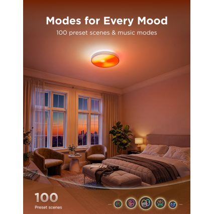 Govee - LED RGBICWW Dimmbare Deckenleuchte LED/55W/230V Ø 53 cm Matter Wi-Fi