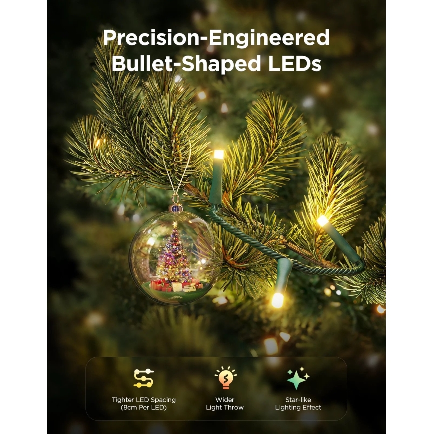 Govee - LED RGBWIC Catena di luci natalizie per esterni 2700-6500K 30m Wi-Fi Matter IP65
