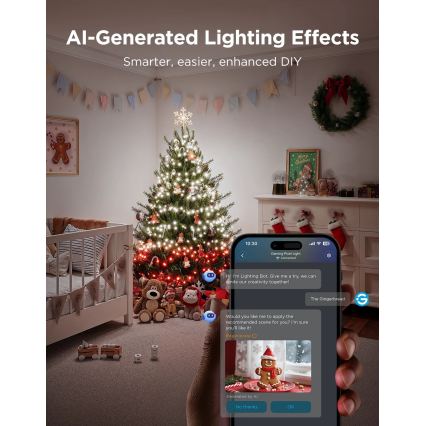 Govee - LED RGBWIC Guirlande de Noël extérieure 2700-6500K 30m Wi-Fi Matter IP65