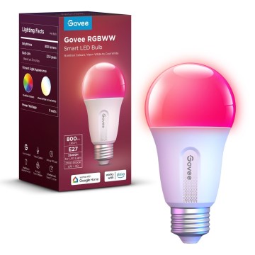 Govee - LED RGBWW Lampadina dimmerabile Smart E27/9W/230V 2700-6500K Wi-Fi