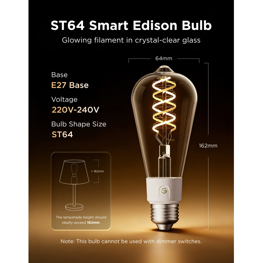 Govee - Lampadina LED RGBWW dimmerabile Smart MATTER ST64 E27/5W/230V 2700-6500K Wi-Fi