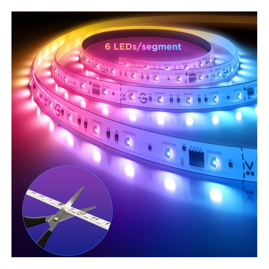 Govee - LED RGBWWIC Striscia dimmerabile Striscia Lampada 2 Pro 5m Wi-Fi Matter