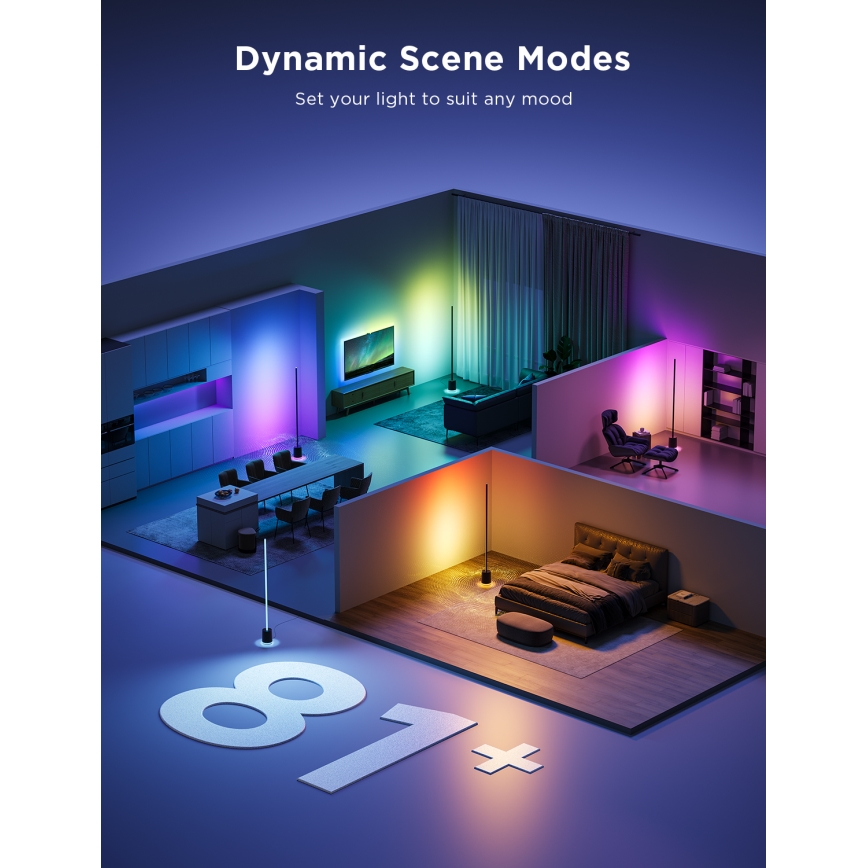 Govee - Dimmbare LED-Stehleuchte mit Lautsprecher Pro RGBICWW 2200-6500K Wi-Fi + Fernbedienung