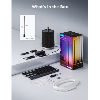 Govee - Dimmbare LED-Stehleuchte mit Lautsprecher Pro RGBICWW 2200-6500K Wi-Fi + Fernbedienung