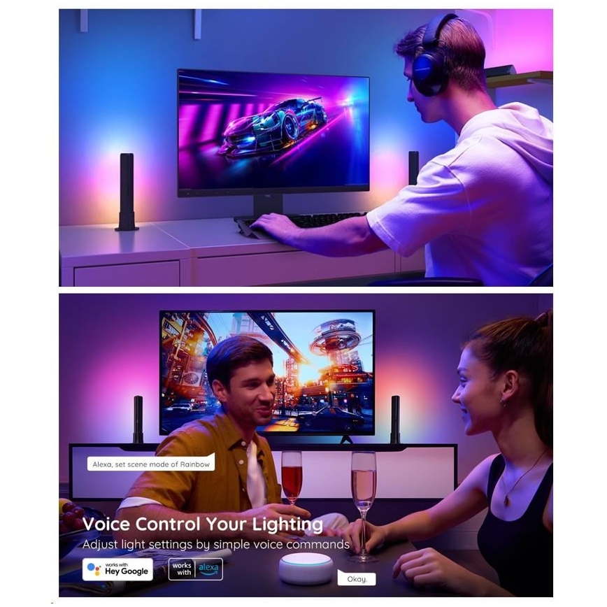 Govee - LOT 2x Flow Plus SMART LED TV & Gaming - RGBICWW Wi-Fi