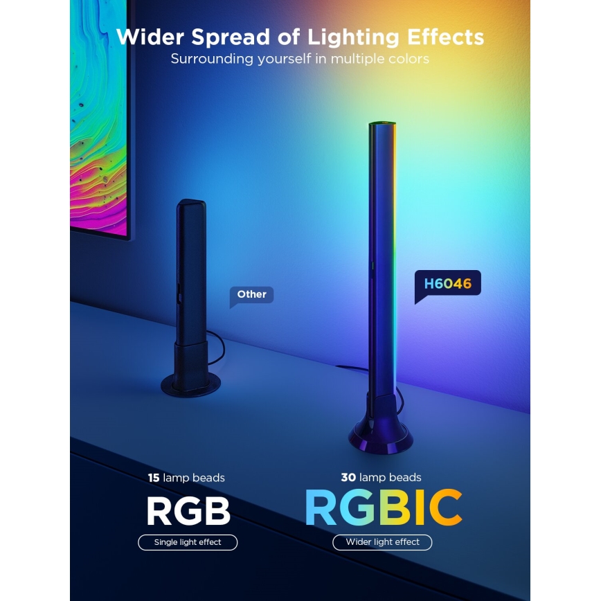Govee - LOT 2x Rétroéclairage Backlight TV 55-65" SMART LED RGBICW Wi-Fi
