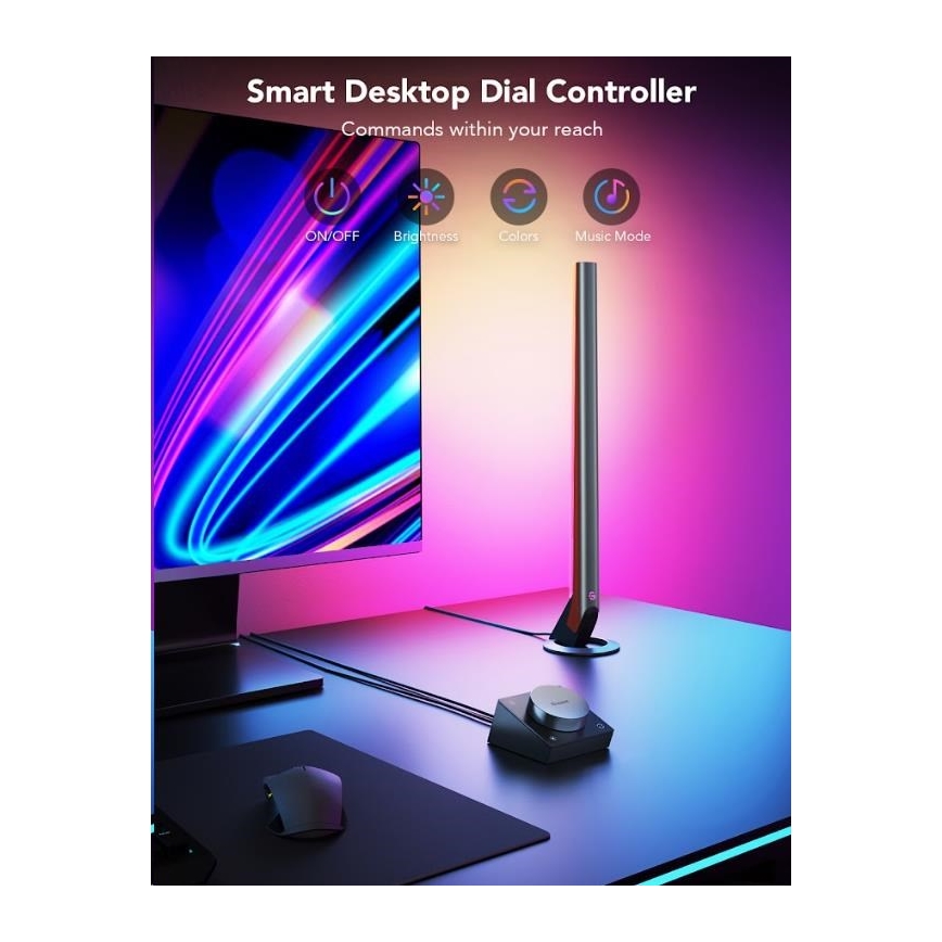 Govee - LOT 2x Smart Gaming Wi-Fi LED RGBIC Panels + Smart Dual + télécommande