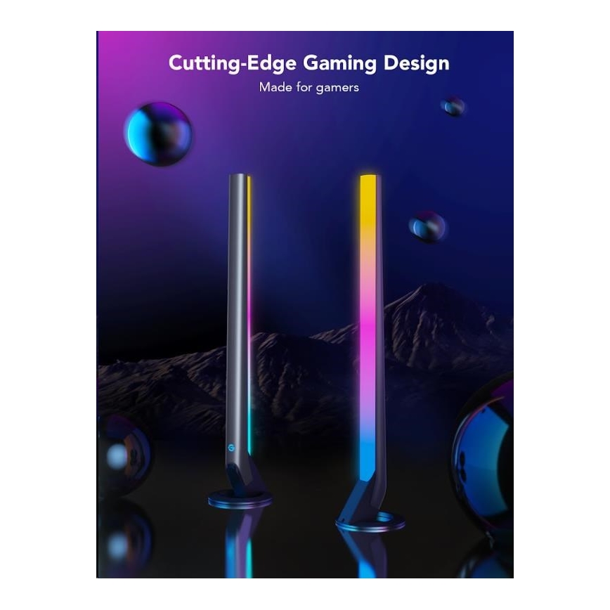Govee - LOT 2x Smart Gaming Wi-Fi LED RGBIC Panels + Smart Dual + télécommande