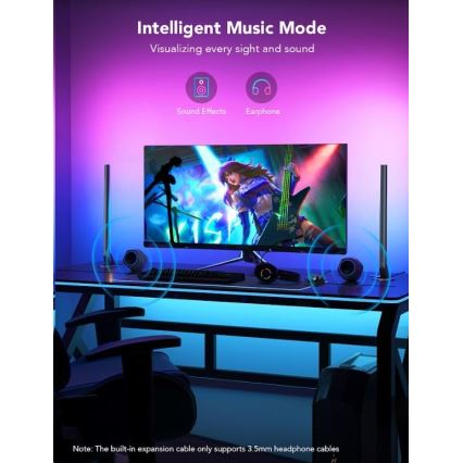 Govee - LOT 2x Smart Gaming Wi-Fi LED RGBIC Panels + Smart Dual + télécommande