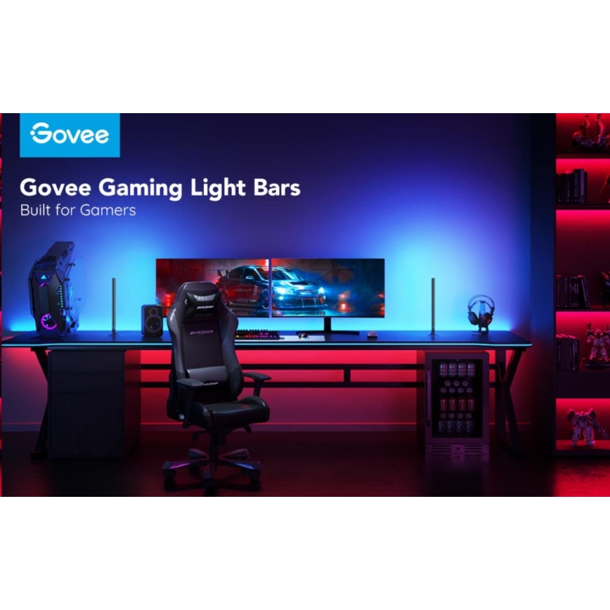 Govee - LOT 2x Smart Gaming Wi-Fi LED RGBIC Panels + Smart Dual + télécommande