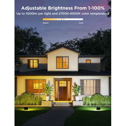 Govee - Lot de 4 projecteurs LED RGBICWW dimmables, 24 W, 230 V, IP66, compatibles Matter et Wi‑Fi