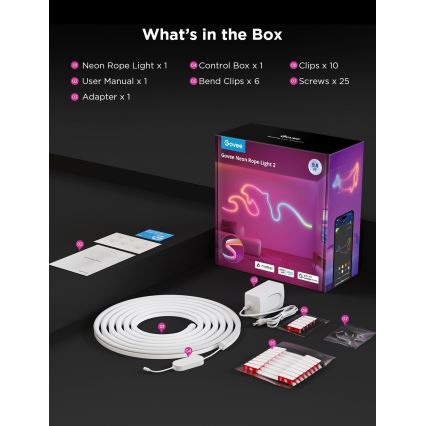 Govee - Neon 2 MATTER flexibler 3 m RGBIC LED-Strip mit Wi-Fi
