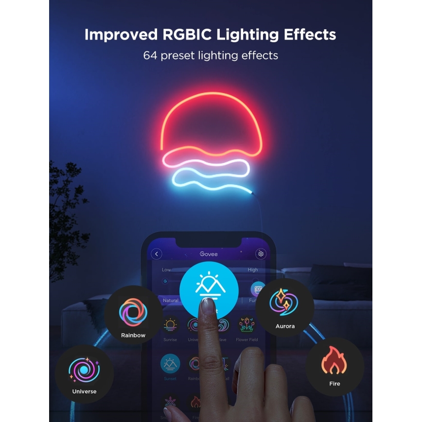 Govee - Neon 2 MATTER pieghevole Striscia LED 5m RGBIC Wi-Fi IP67
