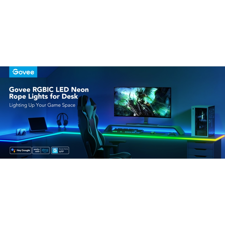 Govee - Neon LED tavolo retroilluminazione 3m RGBIC Wi-Fi