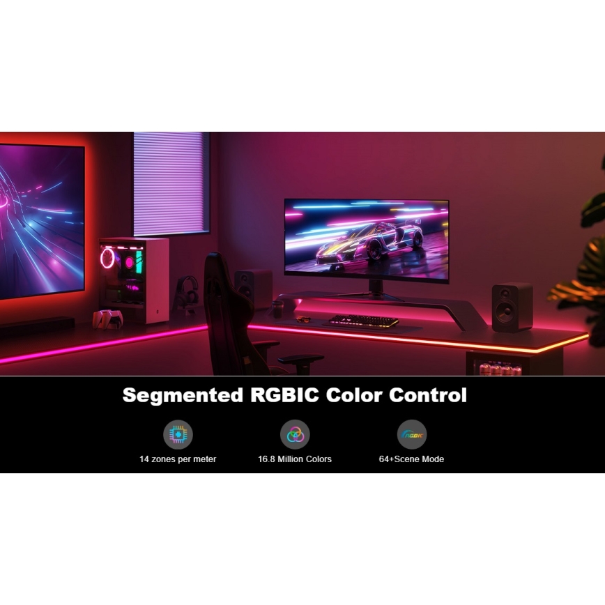 Govee - Neon LED tavolo retroilluminazione 3m RGBIC Wi-Fi