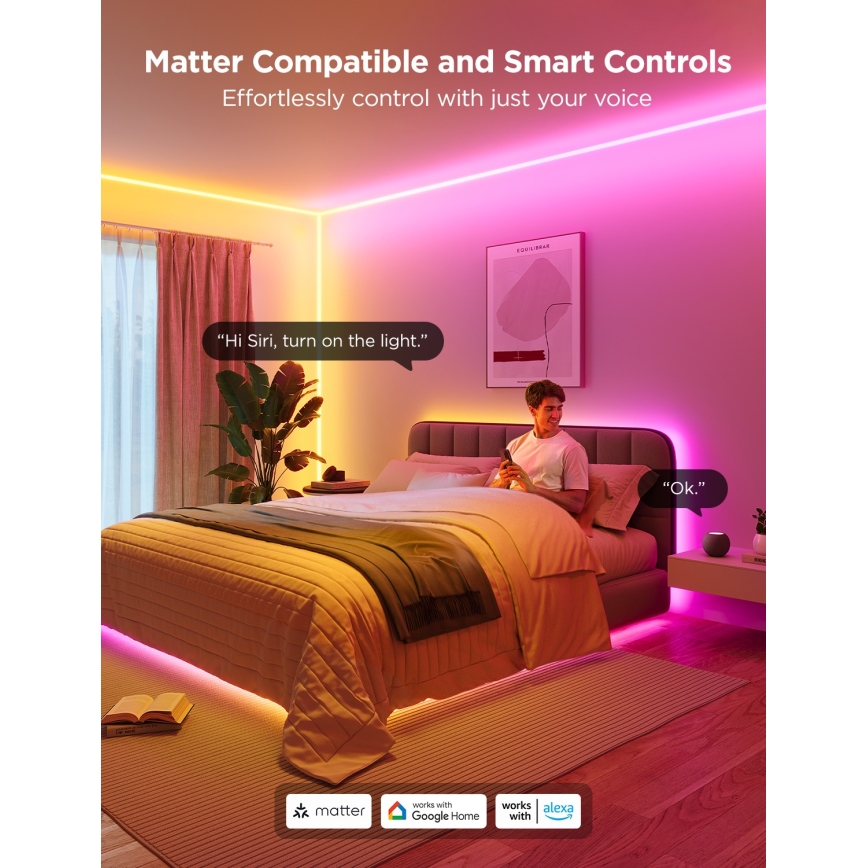 Govee - Neon MATTER LED binario d'angolo 5m RGBIC Wi-Fi