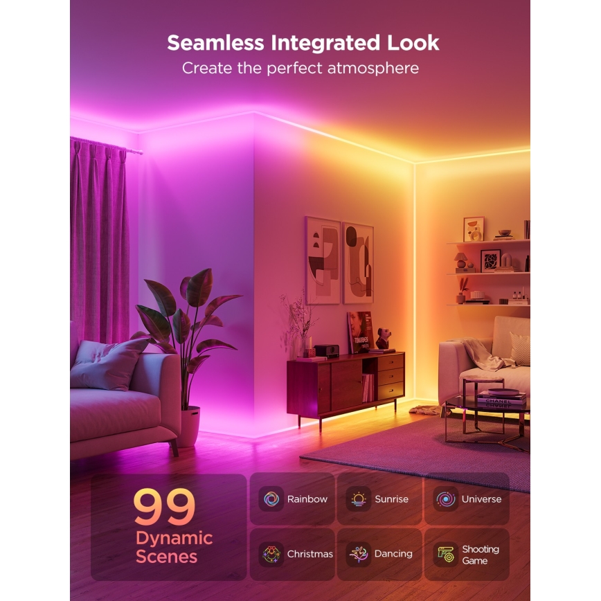 Govee - Neon MATTER LED binario d'angolo 5m RGBIC Wi-Fi