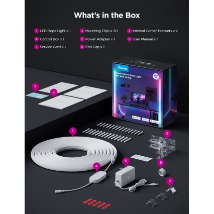 Govee - Neon MATTER LED binario d'angolo 5m RGBIC Wi-Fi