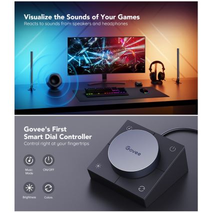 Govee - Panneaux LED gaming Wi‑Fi intelligents + double contrôleur intelligent Blanc Wi‑Fi
