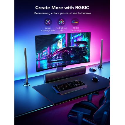 Govee - Panneaux LED gaming Wi‑Fi intelligents + double contrôleur intelligent Blanc Wi‑Fi