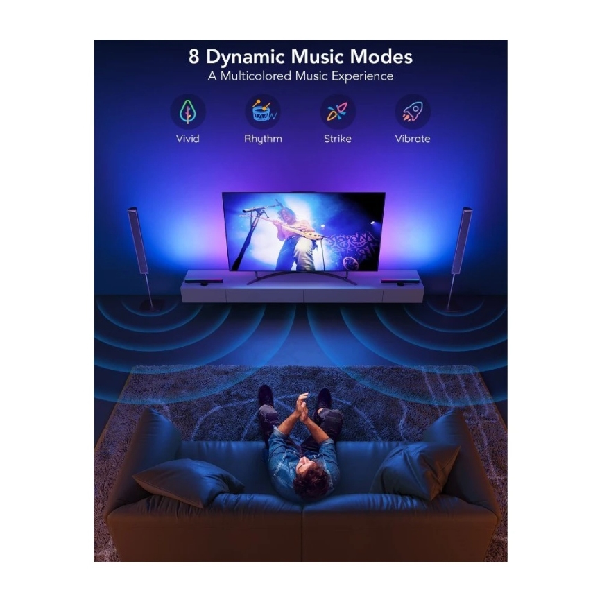 Govee - Pannello LED SMART RGBIC 38 cm per TV 43-75 - 2 pezzi Wi-Fi