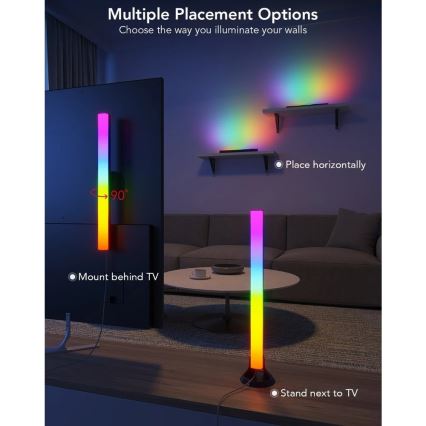 Govee - Pannello LED SMART RGBIC 38 cm per TV 43-75 - 2 pezzi Wi-Fi