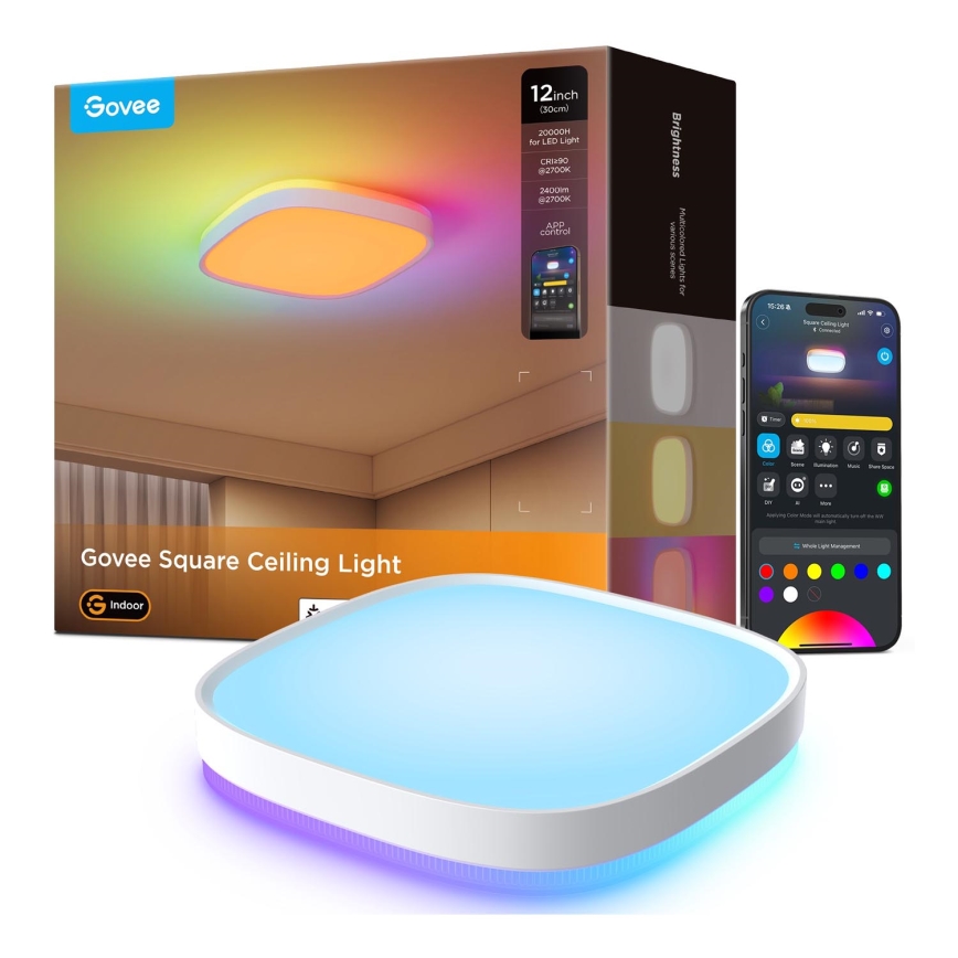 Govee - Plafonnier à intensité variable RGBIC LED/24W/230V 2700-6500K Wi-Fi 30x30 cm