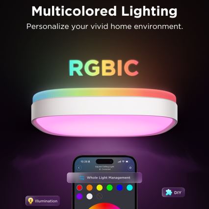 Govee - Plafonnier à intensité variable RGBIC LED/24W/230V 2700-6500K Wi-Fi 30x30 cm