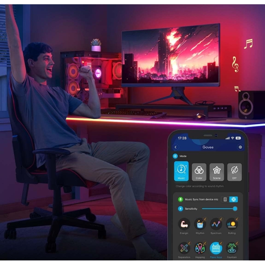 Govee - Rétro-éclairage de table néon LED 3m RGBIC Wi-Fi