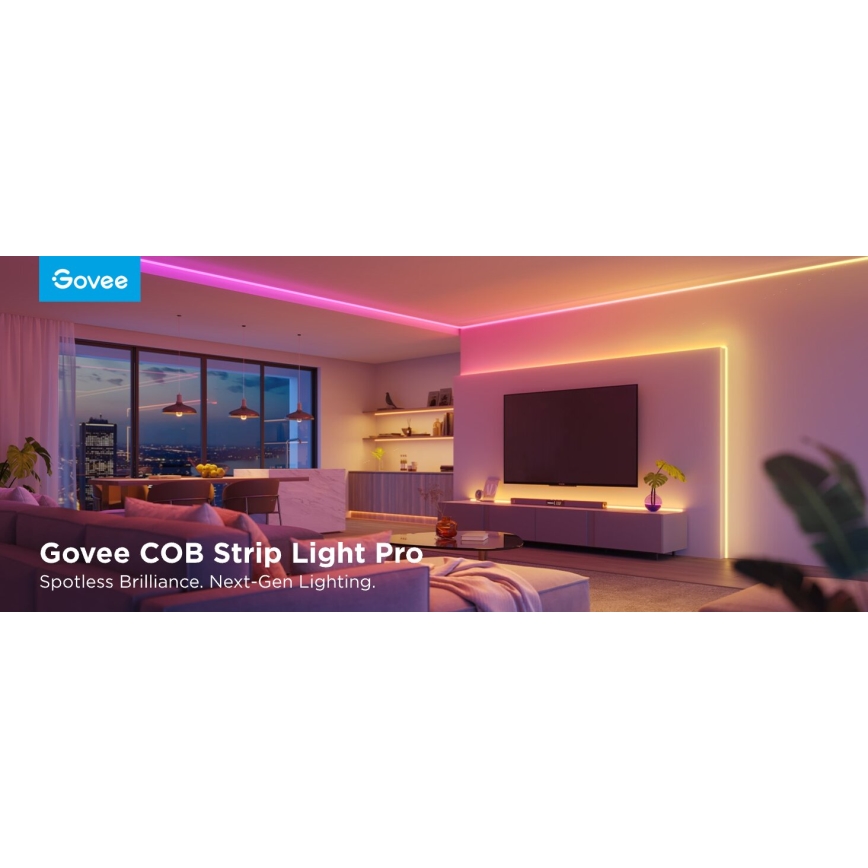 Govee - RGBICW Dimmbarer LED-Streifen COB 3780 Dioden 3m Wi-Fi Matter