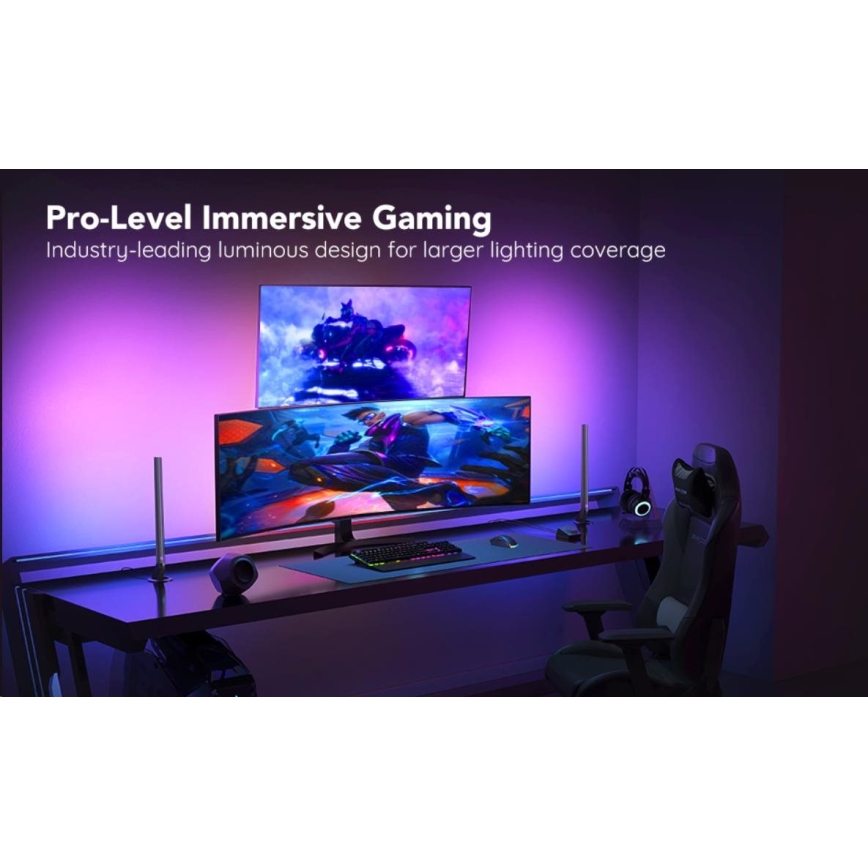 Govee - SET 2x Smart Gaming Wi-Fi LED RGBIC Panels + Smart Dual + telecomando