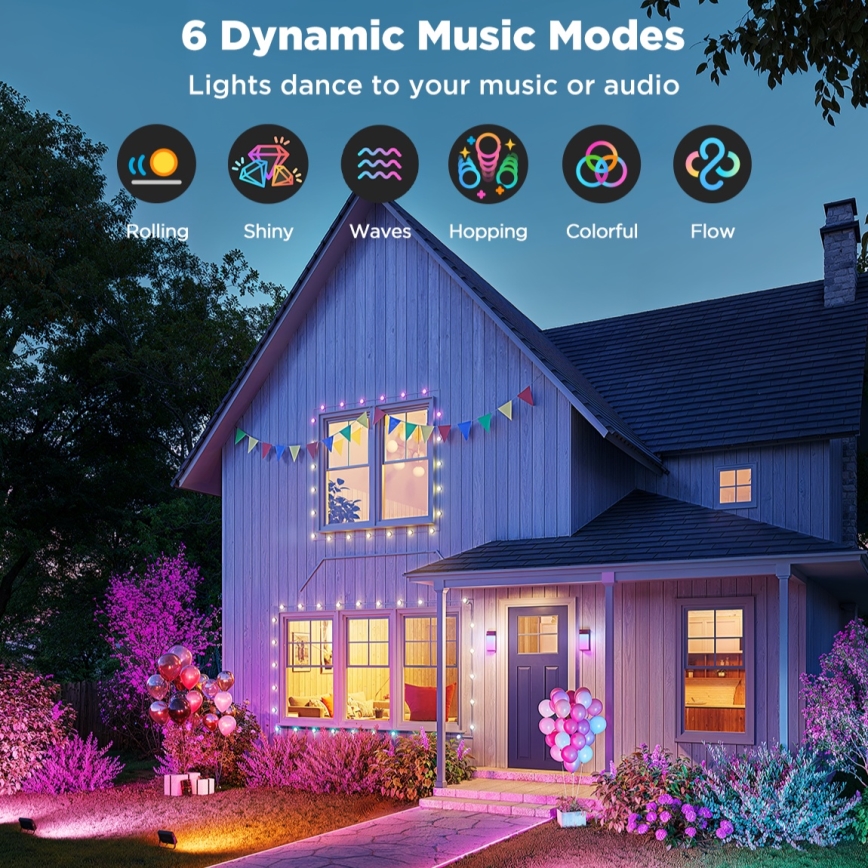 Govee - Set da 4 proiettori LED RGBICWW dimmerabili, 24W, 230V, IP66, Matter, Wi‑Fi