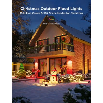 Govee - Set da 4 proiettori LED RGBICWW dimmerabili, 24W, 230V, IP66, Matter, Wi‑Fi