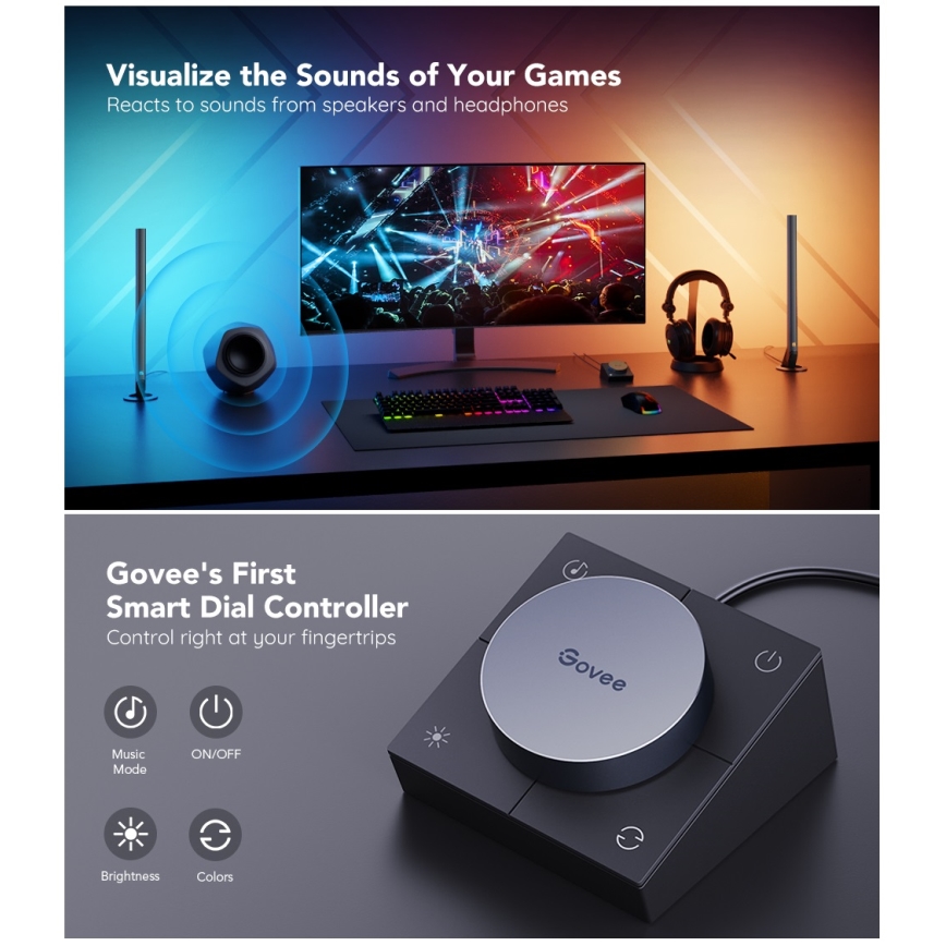 Govee - Smart Gaming Wi‑Fi LED-Paneele + Smart Dual-Controller Weiß Wi‑Fi