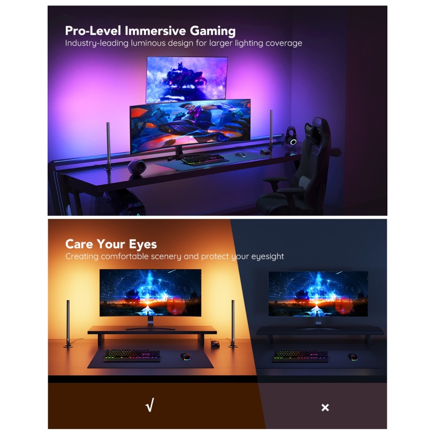 Govee - Smart Gaming Wi‑Fi LED-Paneele + Smart Dual-Controller Weiß Wi‑Fi