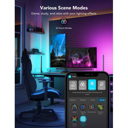 Govee - Smart Gaming Wi‑Fi LED-Paneele + Smart Dual-Controller Weiß Wi‑Fi