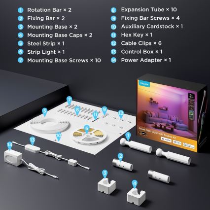 Govee - Striscia LED sospesa RGBICWW/36W/24V 4m Skyline Matter Wi-Fi
