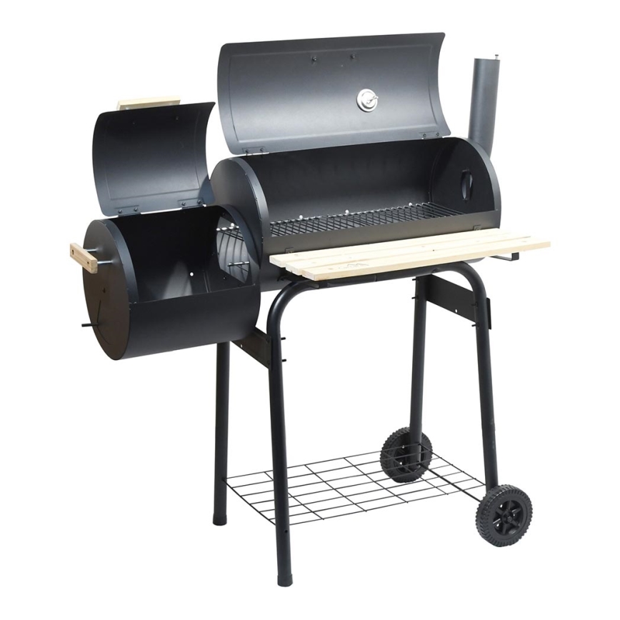 Griglia a carbone con affumicatoio nero/legno