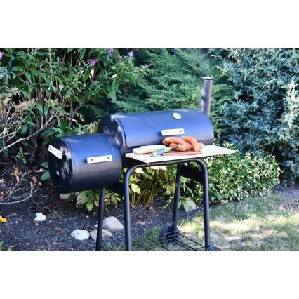 Griglia a carbone con affumicatoio nero/legno