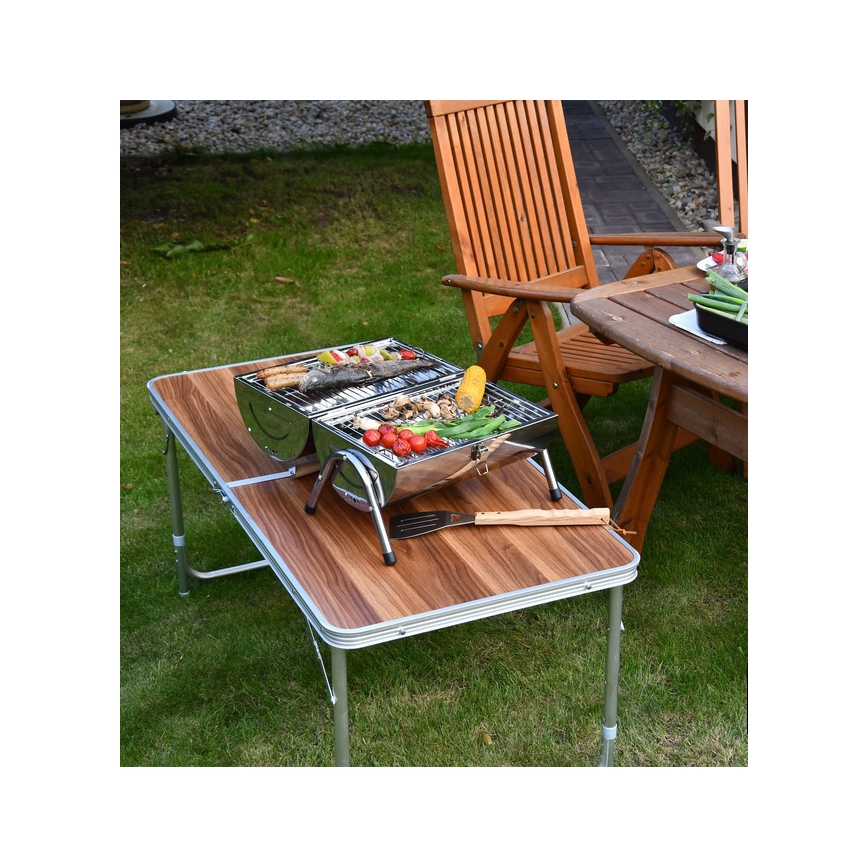 Grill à charbon de bois portable chrome brillant