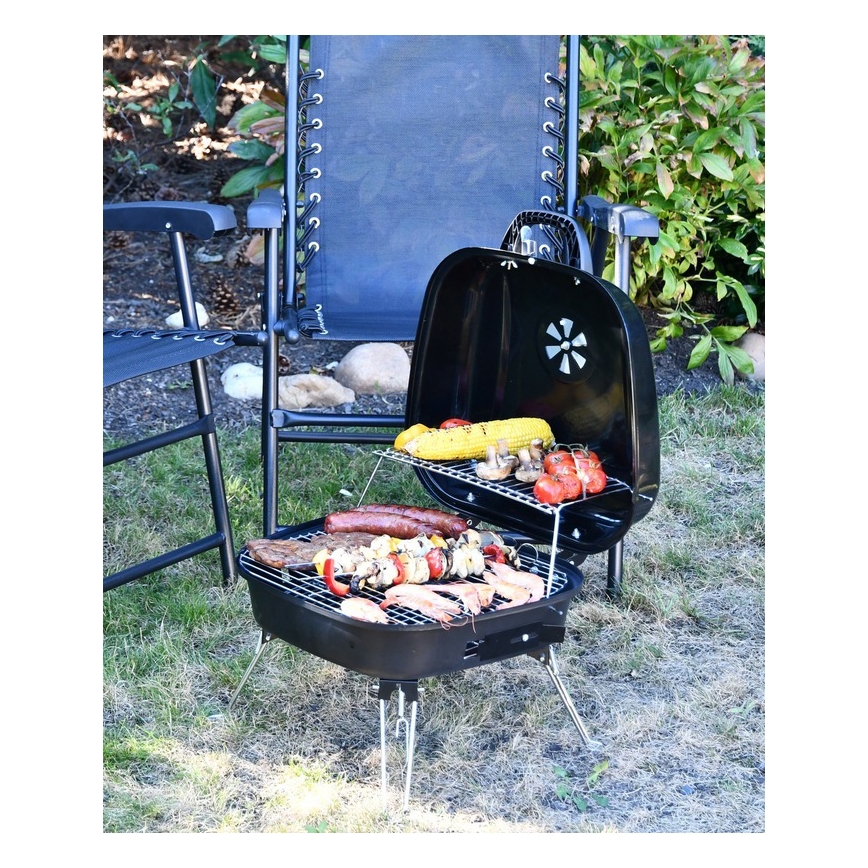 Grill portable à charbon noir