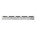 Grille d'évacuation 49,5 x 2,3 cm en inox, finition argentée