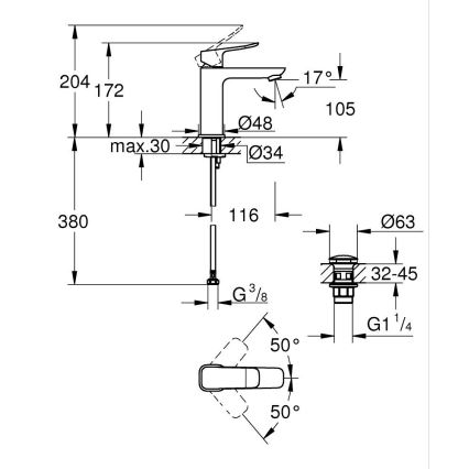 GROHE 1018330000 - Miscelatore monocomando per lavabo DICE M, cromo lucido
