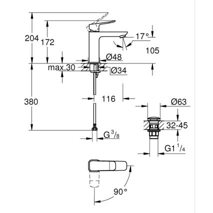 GROHE 1018362430 - Mitigeur de lavabo DICE M noir