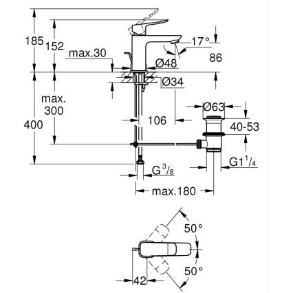 GROHE 1018562430 - Miscelatore per lavabo DICE S nero
