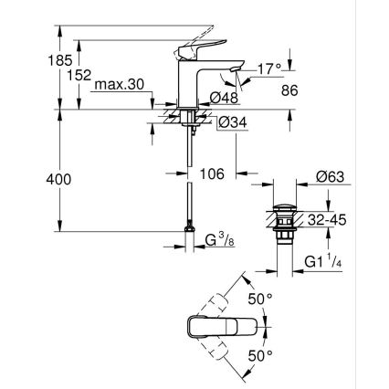 GROHE 1018572430 - Miscelatore per lavabo DICE S nero