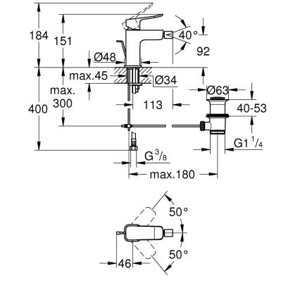 GROHE 1018772430 - Miscelatore per bidet DICE nero