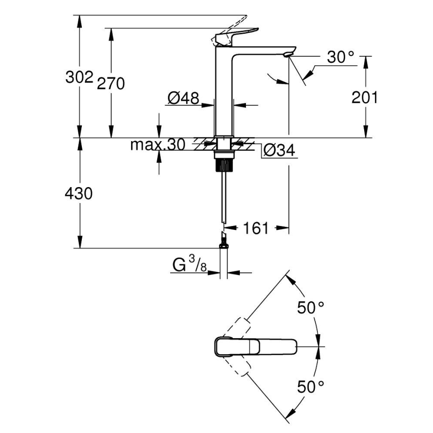 GROHE 1018920000 - Waschtischarmatur DICE XL Hochglanzchrom