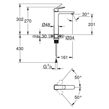 GROHE 1018922430 - Mitigeur lavabo DICE XL noir