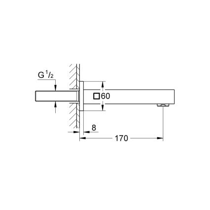 GROHE 13303000 - Scarico per vasca EUROCUBE 170 mm cromo lucido